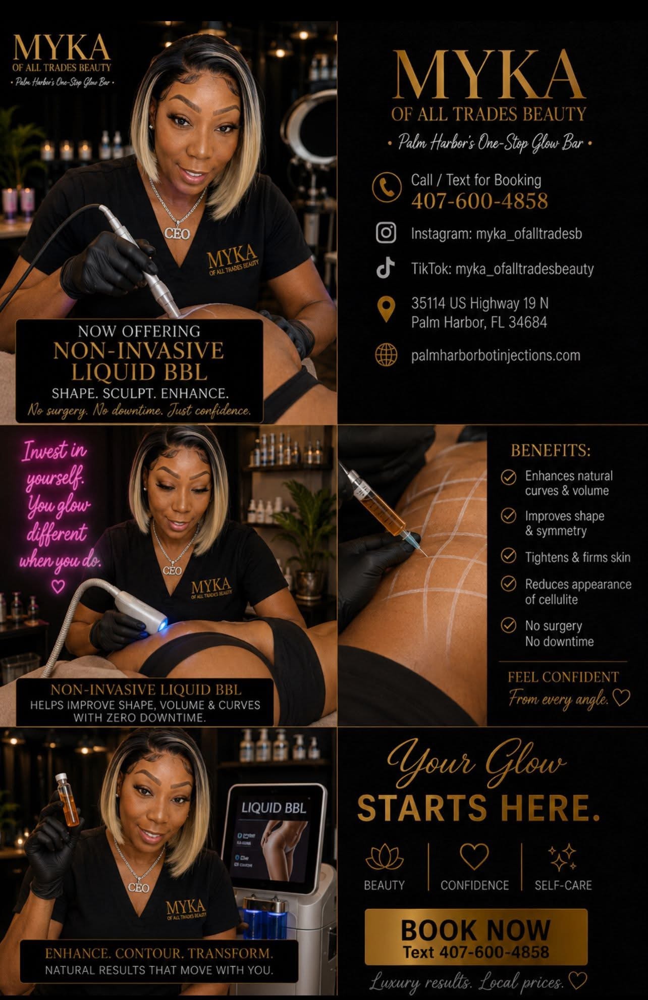 M'yeeka performing a Liquid BBL treatment at Palm Harbor BBL Injections
